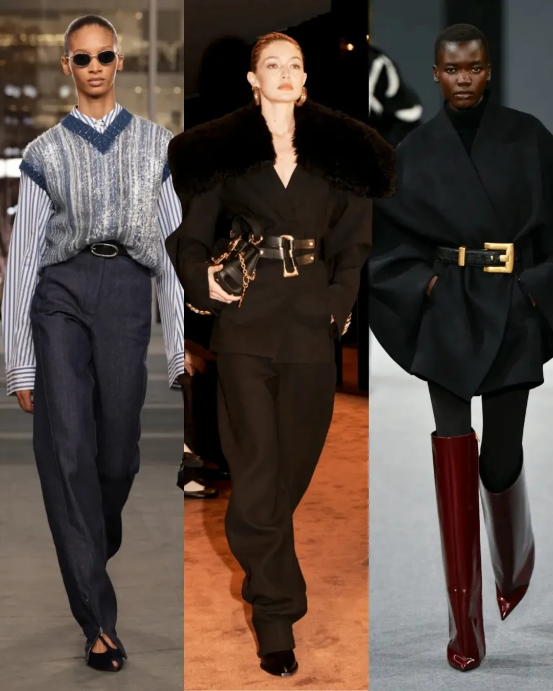 3 modelki – Pasek – Tory Burch — Schiaparelli — Balmain