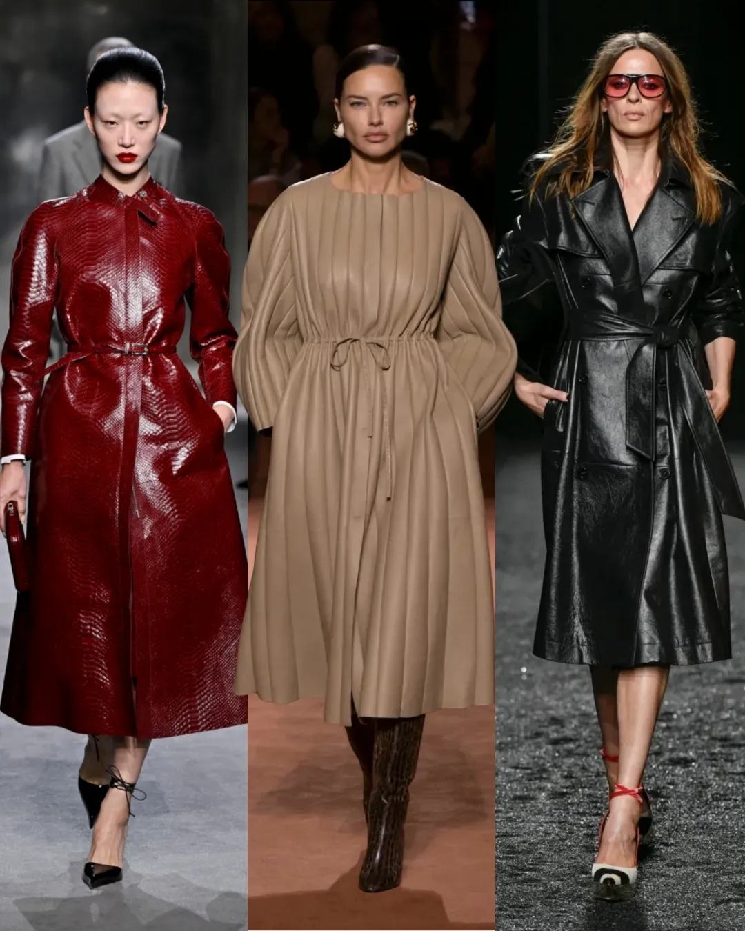 3 modelki – Skóra – Tom Ford — Fendi — Nina Ricci