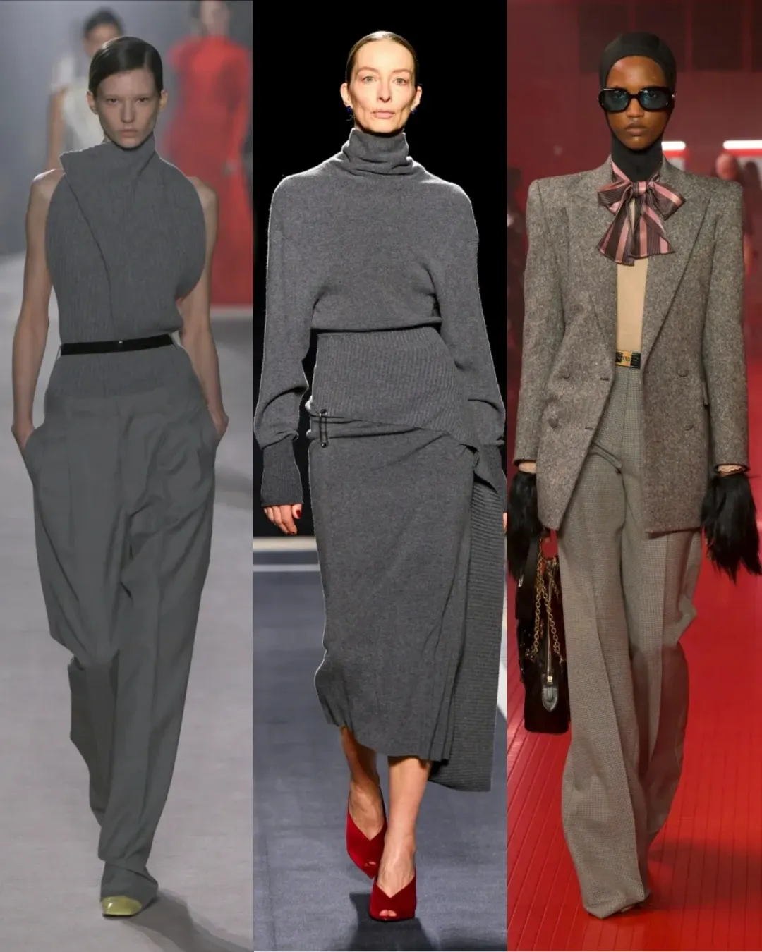 3 modelki – Kolor szary – Victoria Beckham — Lanvin — Valentino